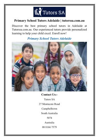 Primary School Tutors Adelaide  tutorssa.com.au