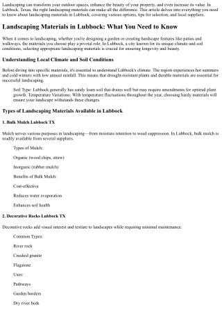 Landscaping Materials in Lubbock: What You Need to Know