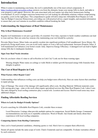Affordable Roof Repairs in Cork: Tips for Budget-Conscious Homeowners
