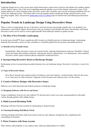 Popular Trends in Landscape Design Using Decorative Stone