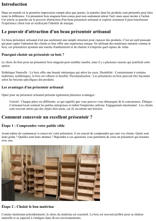 Le pouvoir d'attraction d'un beau présentoir artisanal