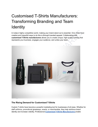 Customised T-Shirts Manufacturers_ Transforming Branding and Team Identity