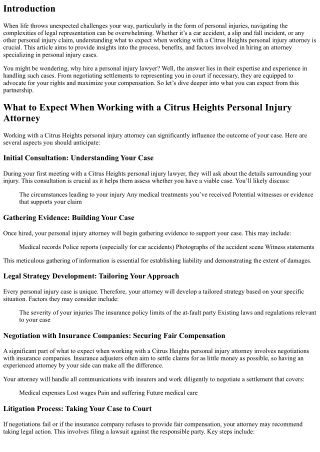 What to Expect When Working with a Citrus Heights Personal Injury Attorney