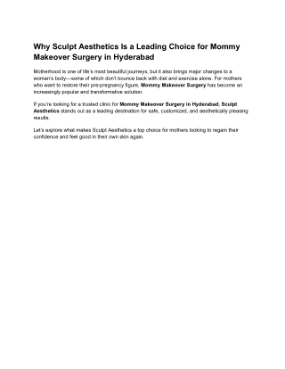 Mommy Makeover Surgery In Hyderabad