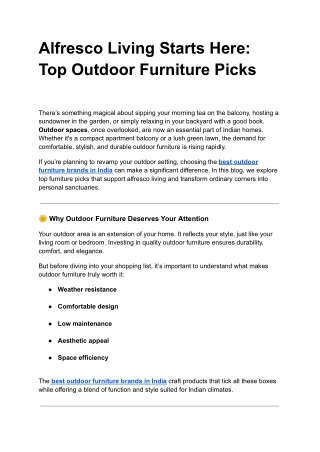 Alfresco Living Starts Here: Top Outdoor Furniture Picks