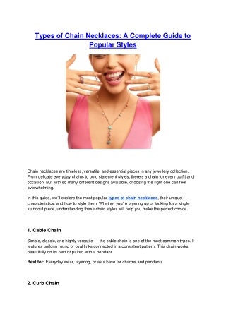 Types of Chain Necklaces - A Complete Guide to Popular Styles