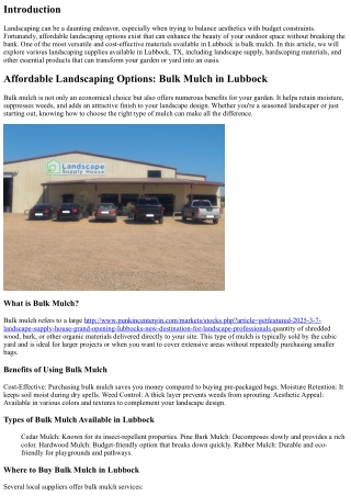 Affordable Landscaping Options: Bulk Mulch in Lubbock