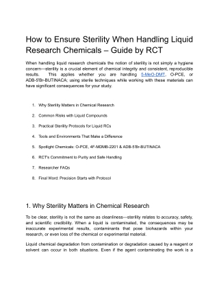 How to Ensure Sterility When Handling Liquid Research Chemicals  - Guide by RCT