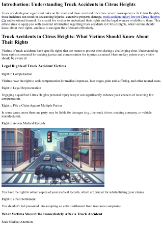 Truck Accidents in Citrus Heights: What Victims Should Know About Their Rights