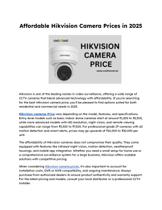 Affordable Hikvision Camera Prices in 2025