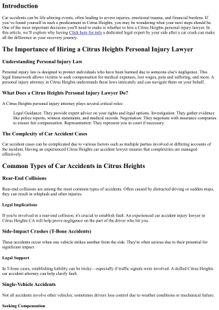 Why You Need a Citrus Heights Personal Injury Lawyer After a Car Crash
