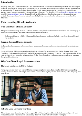 The Benefits of Hiring a Local Citrus Heights Bicycle Accident Lawyer
