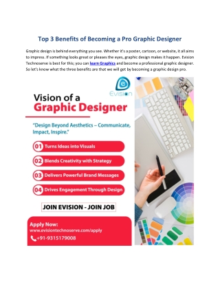 Top 3 Benefits of Becoming a Pro Graphic Designer with Evision Technoserve: