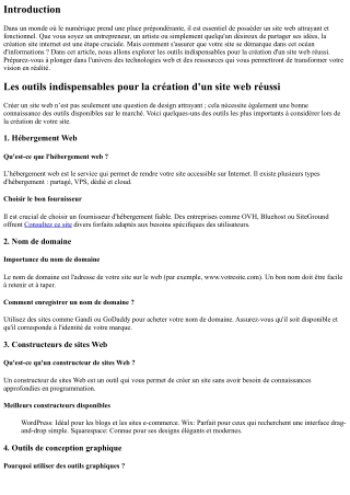 Les outils indispensables pour la création d'un site web réussi