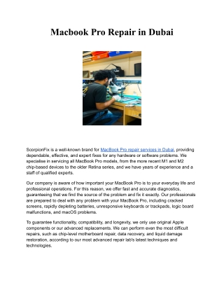 Macbook Pro Repair in Dubai