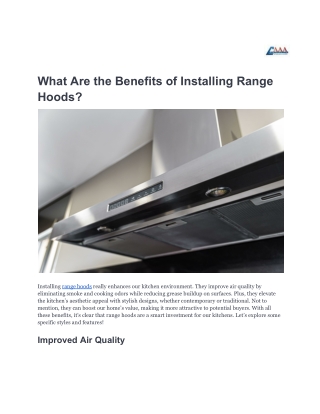 What Are the Benefits of Installing Range Hoods_