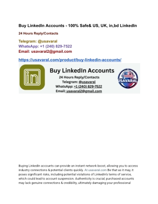 Buy LinkedIn Accounts - 100% Safe& US, UK, in,bd LinkedIn