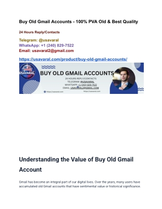 Buy Old Gmail Accounts - 100% PVA Old & Best Quality