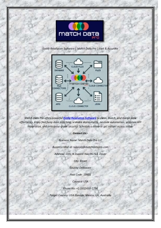 Entity Resolution Software  Match Data Pro  Fast & Accurate