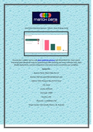 Smart Data Matching Solutions  Match, Clean & Merge Easily