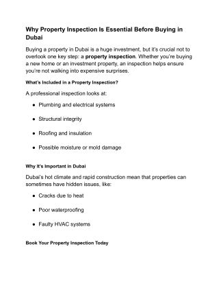 Why Property Inspection Is Essential Before Buying in Dubai
