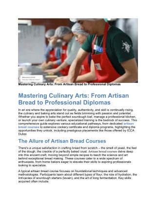 Artisan Bread Courses – ICCA Dubai