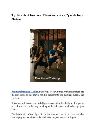 Top Benefits of Functional Fitness Workouts at Zym Mechanix, Madurai