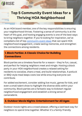 Top Community Events Every HOA Should Host