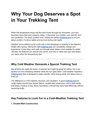 Why Your Dog Deserves a Spot in Your Trekking Tent