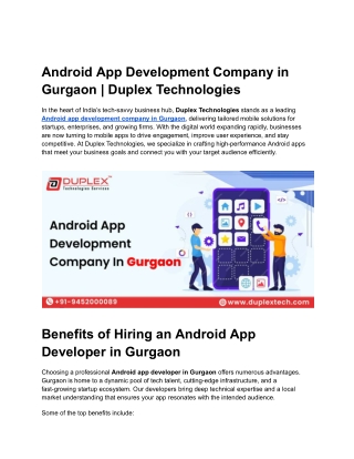 Android App Development Company in Gurgaon _ Duplex Technologies