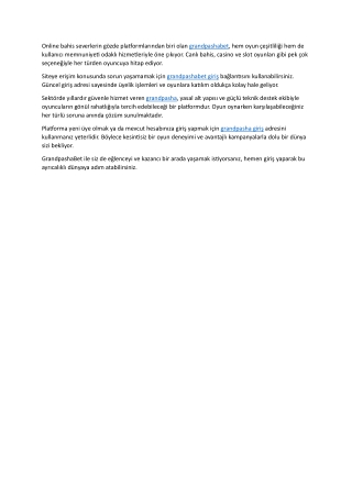 GrandpashaBet Giriş ile Online Eğlenceye Hemen Katılın