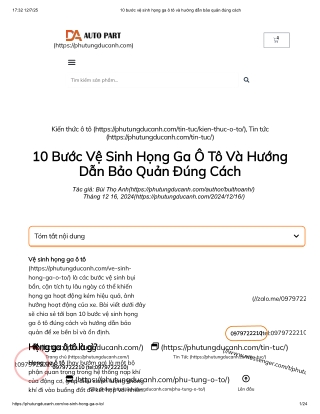10 bước vệ sinh họng ga ô tô và hướng dẫn bảo quản đúng cách