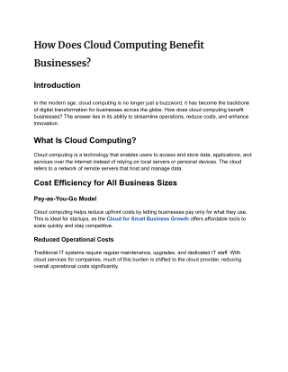 how does cloud computing benefit