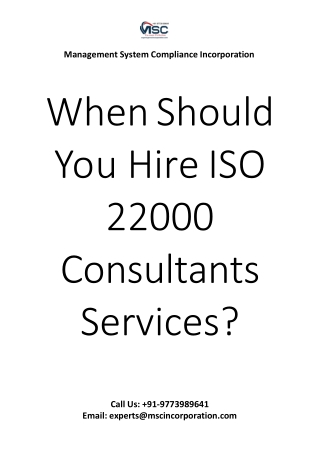 When Should You Hire ISO 22000 Consultants Services