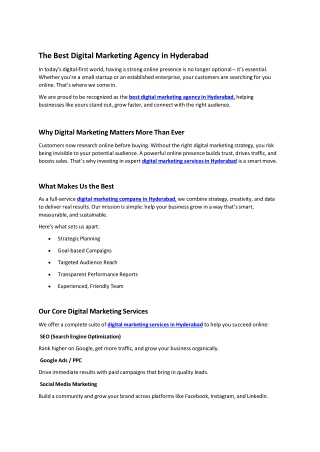The Best Digital Marketing Agency in Hyderabad