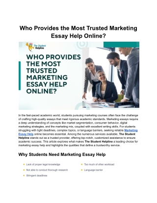Who Provides the Most Trusted Marketing Essay Help Online