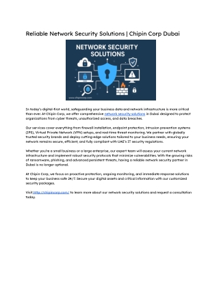 Reliable Network Security Solutions _ Chipin Corp Dubai