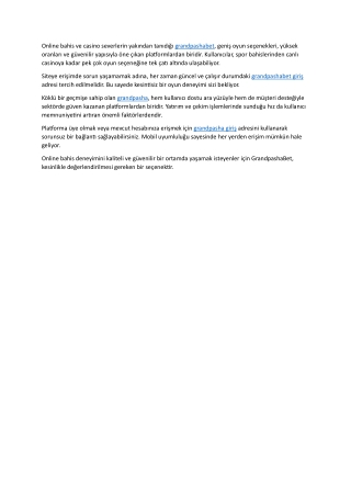 GrandpashaBet ile Online Bahis Dünyasında Fark Yaratın