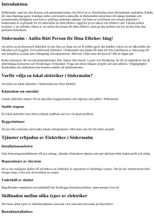 Södermalm - Anlita Rätt Person för Dina Elbehov Idag!