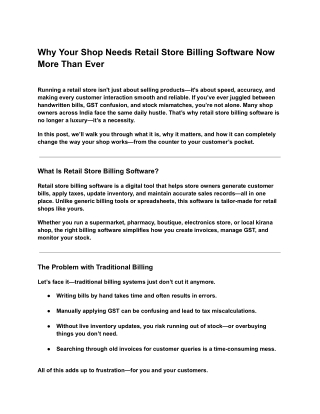 Why Your Shop Needs Retail Store Billing Software Now More Than Ever