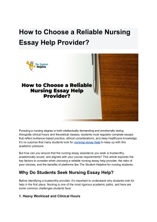 How to Choose a Reliable Nursing Essay Help Provider