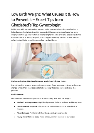 low birth weight what causes it how low birth