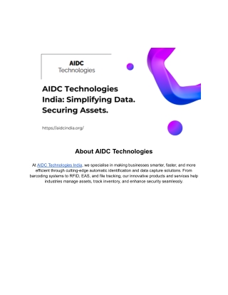 AIDC Technologies India_ Simplifying Data. Securing Assets