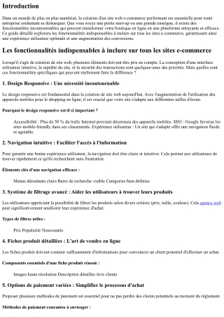 Les fonctionnalités indispensables à inclure sur tous les sites e-commerce.