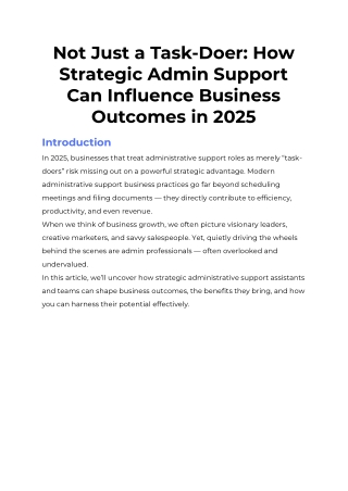 Not Just a Task-Doer: How Strategic Admin Support Can Influence Business Outcome