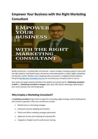 Empower Your Business with the Right Marketing Consultant