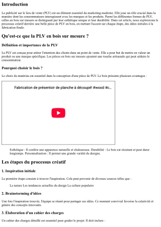 Le processus créatif derrière une belle pièce de PLV en bois.