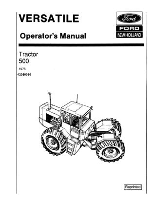 Versatile 500 Tractor Operator’s Manual Instant Download (Publication No.42050030)