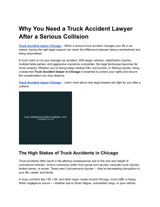 Why You Need a Truck Accident Lawyer After a Serious Collision