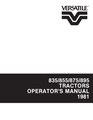 Versatile 835 855 875 895 Tractors Operator’s Manual Instant Download (Publication No.42083540)